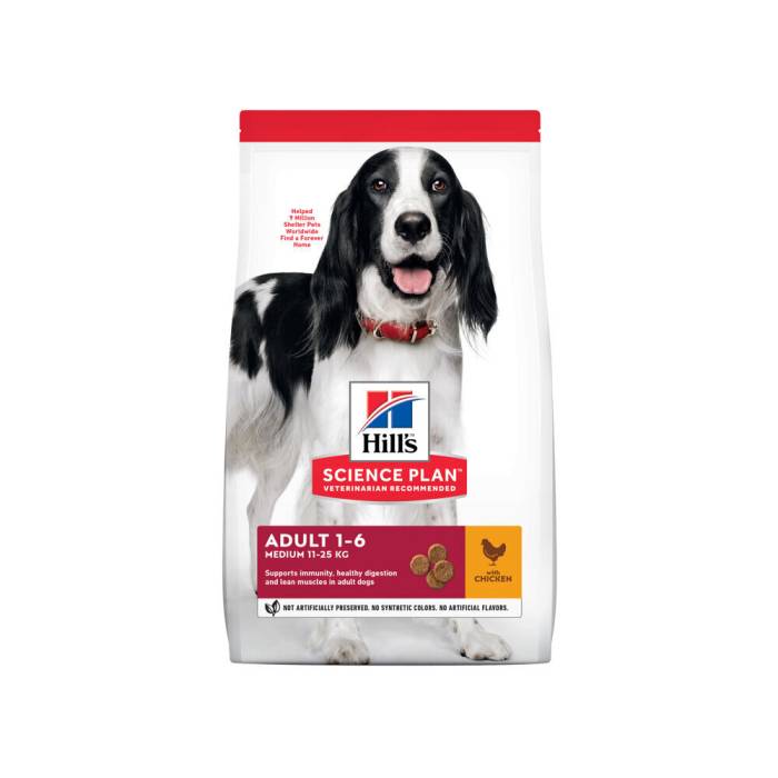 Hill's Science Plan Canine Adult Medium Chicken sausas maistas vidutinių veislių šunims, 2,5 kg