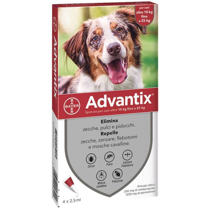 Advantix užlašinamasis tirpalas nuo blusų ir erkių šunims 10-25 kg, 4 vnt.