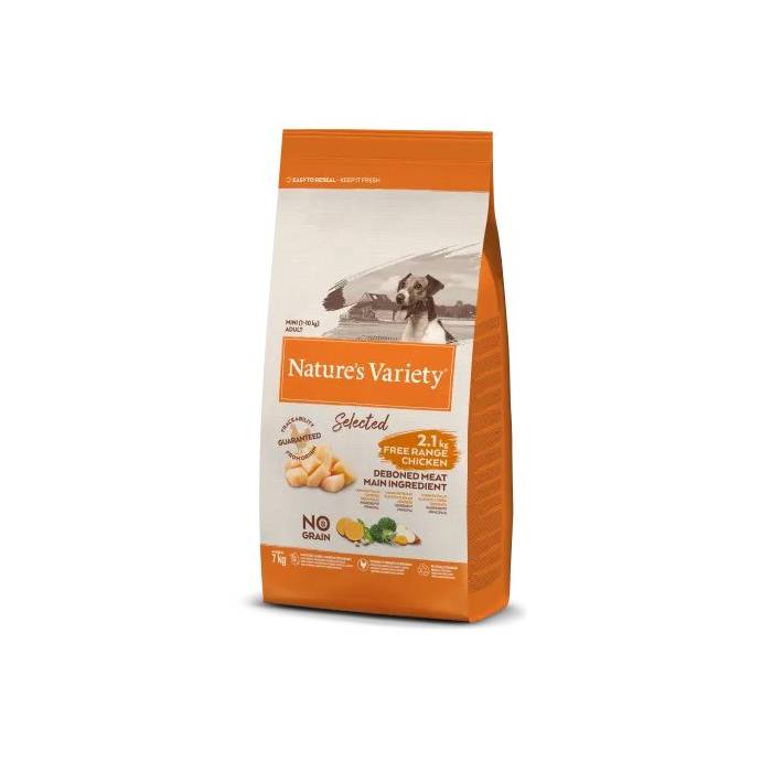 Nature's Variety Selected Mini Adult Chicken begrūdis, sausas maistas mažų veislių šunims, 7 Kg