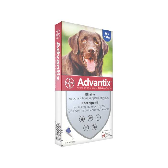 Advantix užlašinamasis tirpalas nuo blusų ir erkių šunims 25-40 kg, 4 vnt.