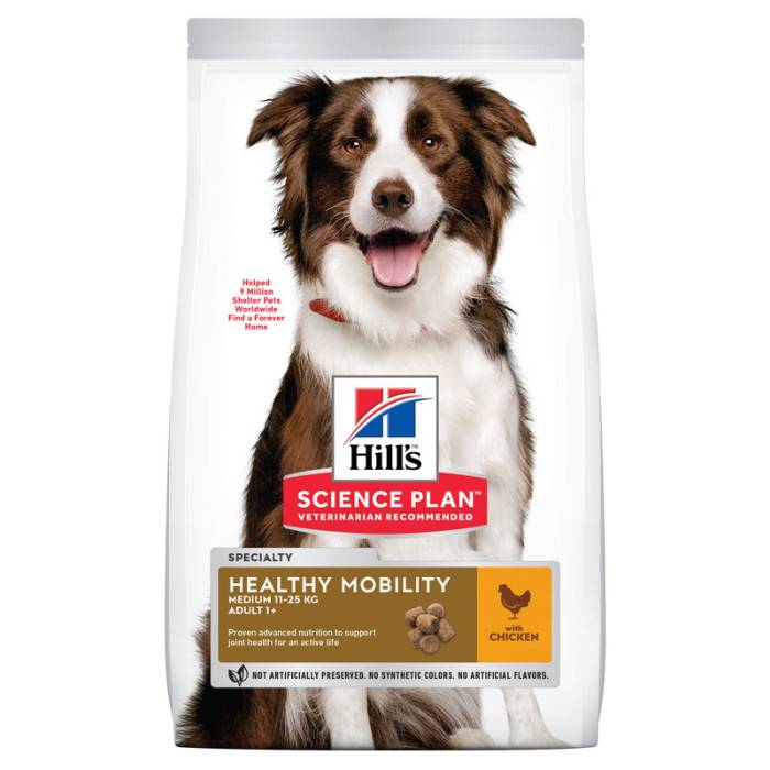 Hill's Science Plan Healthy Mobility Medium Adult Chicken sausas maistas vidutinių veislių šunims, sveikiems sąnariams palaikyti, 14kg
