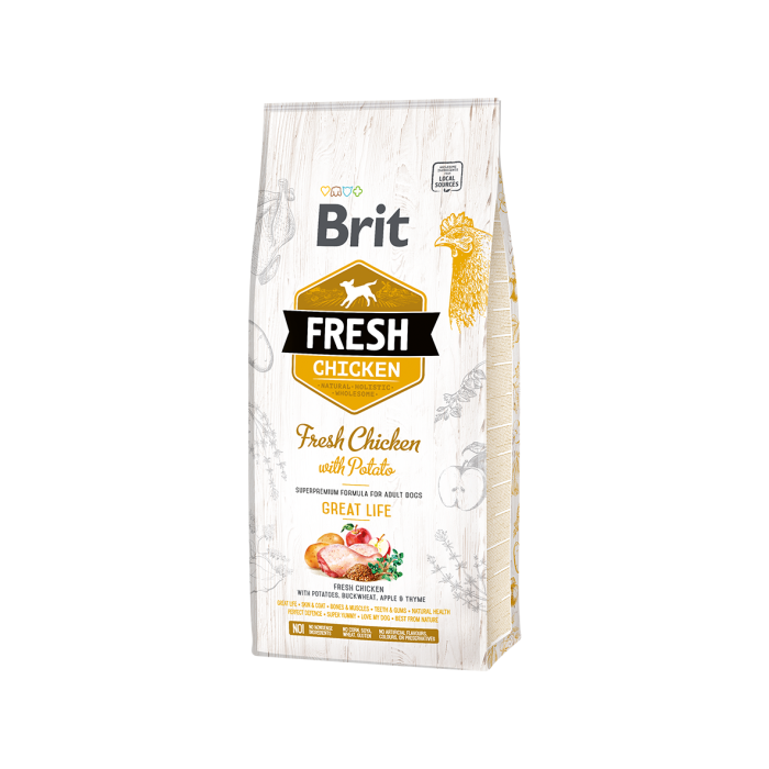 Brit Fresh Chicken with Potato Adult sausas maistas šunims, 2,5 kg