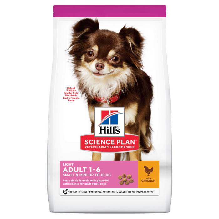 Hill's Science Plan Light Small and Mini Adult Chicken sausas maistas mažų veislių šunims, 1,5 kg