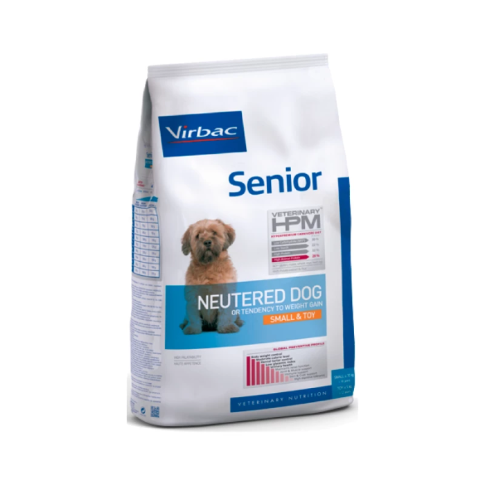 Virbac Veterinary HPM Senior Neutered Dog Small - Toy visavertis ėdalas mažų veislių sterilizuotiems vyresnio amžiaus šunims, 7 kg