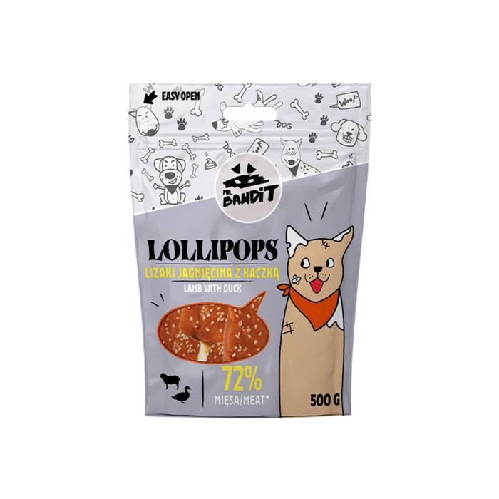 Mr. Bandit Lollipops ledinukai šunims su ėriena ir antiena, 500 g