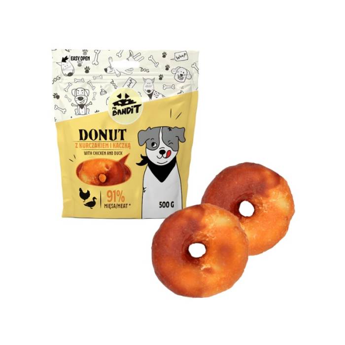 Mr. Bandit Donut spurga - skanėstas šunims su vištiena ir antiena, 500 g