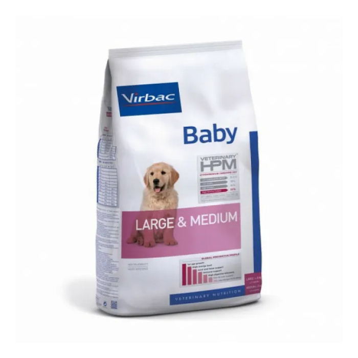 Virbac Veterinary HPM Baby Dog Large - Medium visavertis ėdalas didelių ir vidutinių veislių šuniukams, 12 kg