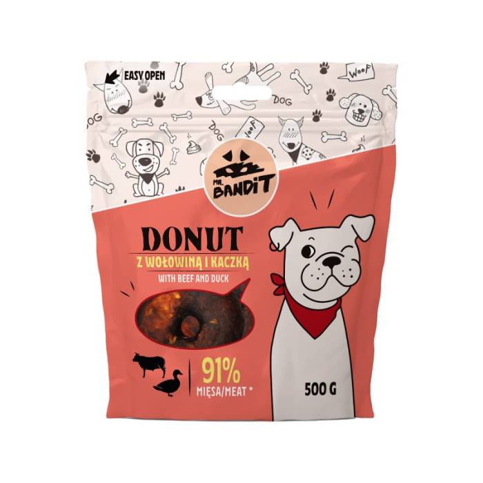Mr. Bandit Donut spurga - skanėstas šunims su jautiena ir antiena, 500 g