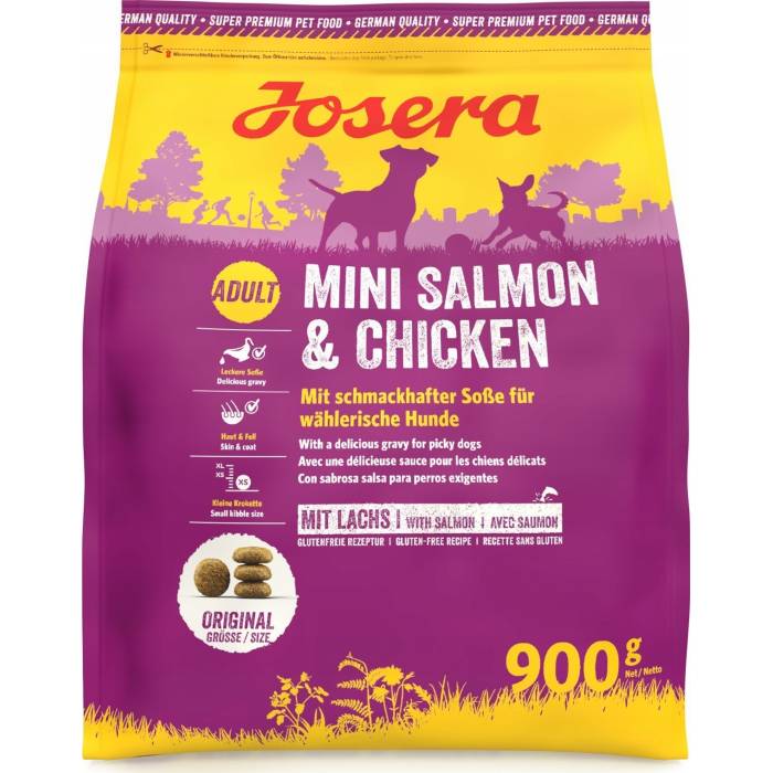 Josera Mini Salmon and Chicken sausas maistas mažų veislių šunims, 0,9 kg