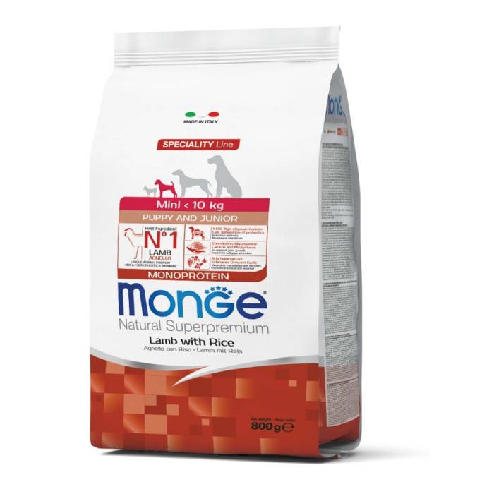 Monge Dry Dog Natural Superpremium Spec. Line Mini Puppy sausas maistas mažų veislių šuniukams su ėriena, 0,8 kg