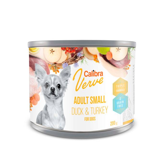 Calibra Verve GF Dog Adult Small Duck - Turkey drėgnas maistas suaugusiems mažų veislių šunims, 200 g