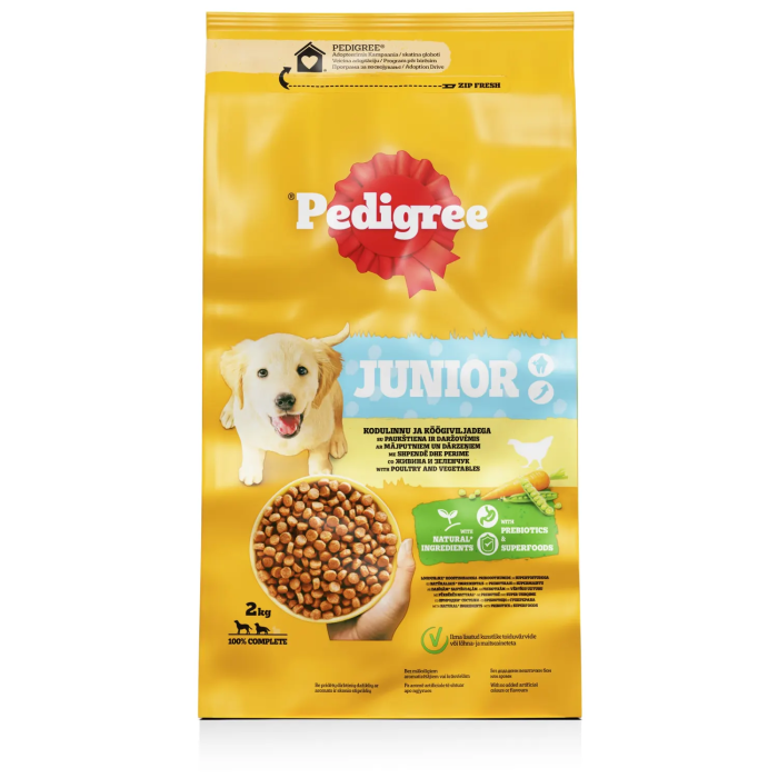 Pedigree sausas maistas šunims su paukštiena ir daržovėmis, 2 kg