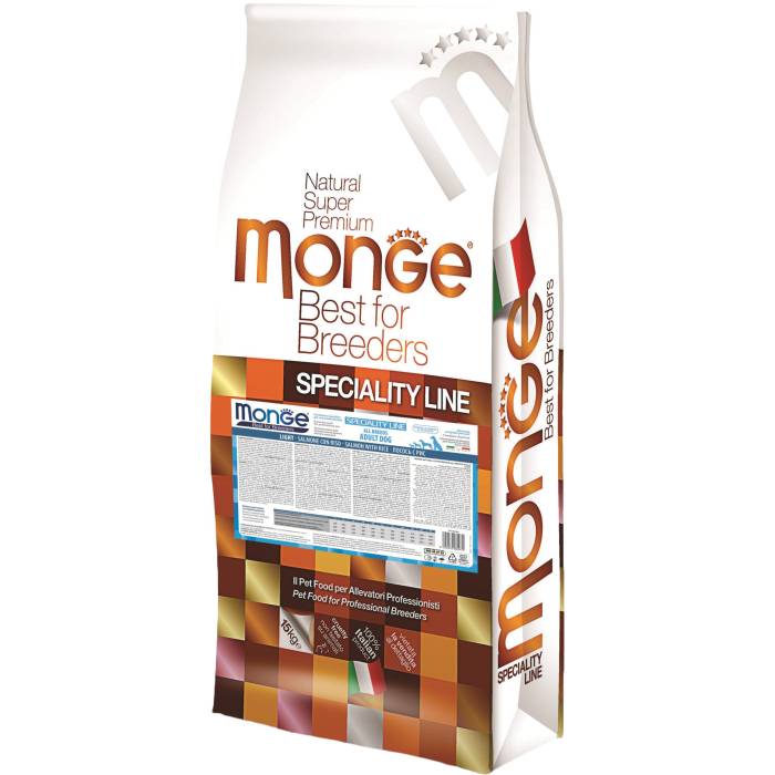 Monge Best For Breeders Dog Speciality Light sausas maistas šunims su lašiša ir ryžiais, 15 kg