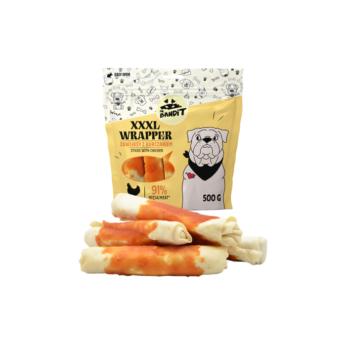 Mr. Bandit Wrapper XXXL lazdelės - skanėstai šunims su vištiena, 500 g