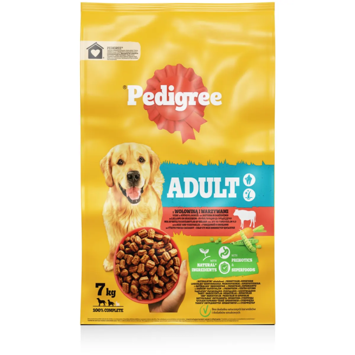 Pedigree sausas maistas šunims su jautiena ir daržovėmis, 7 kg