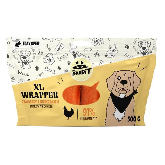 Mr. Bandit Wrapper XL lazdelės - skanėstai šunims su vištiena, 500 g