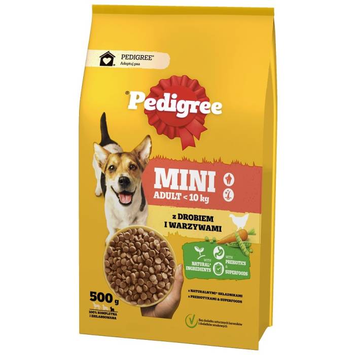 Pedigree Mini sausas maistas šunims su paukštiena ir daržovėmis, 500 g