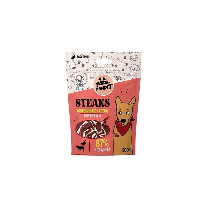 Mr. Bandit Steaks skanėstai šunims su jautiena ir antiena, 500 g