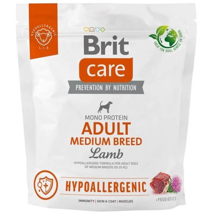 Brit Care Hypoallergenic Adult Medium Breed Lamb hipoalerginis sausas maistas vidutinio dydžio veislių šunims, 1 kg