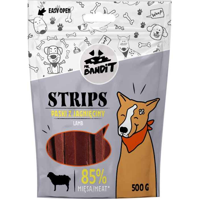 Mr. Bandit Strips skanėstai šunims ėrienos juostelės, 500 g