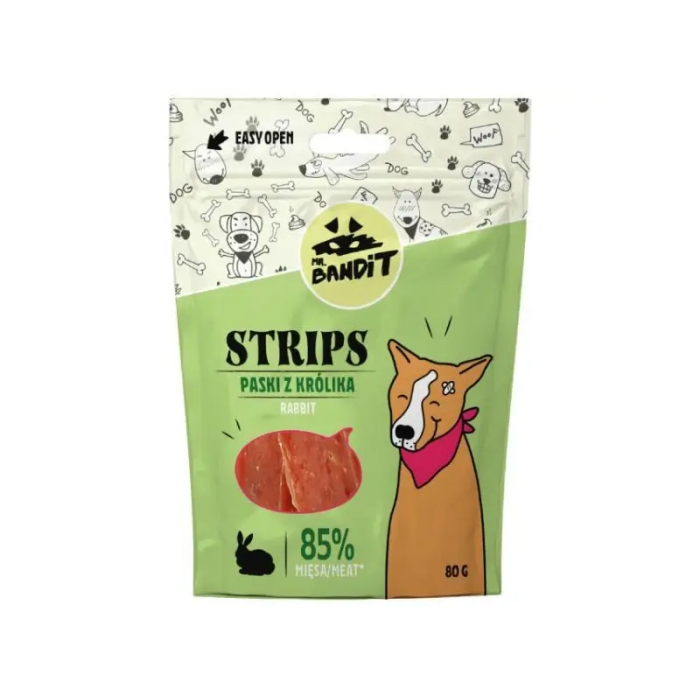 Mr. Bandit Strips skanėstai šunims triušienos plonos juostelės, 500 g