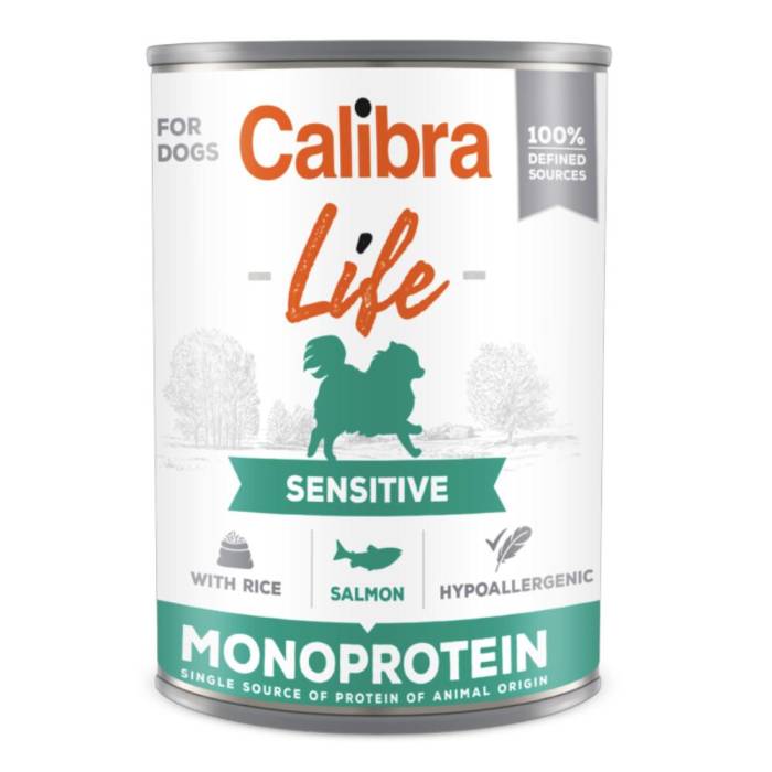 Calibra Life Dog Sensitive Salmon drėgnas maistas jautrią virškinimo sistemą turintiems šunims, 400 g