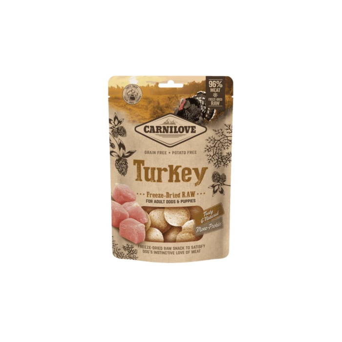 Carnilove Dog Freeze-dried Raw Turkey liofilizuoti skanėstai šunims, 60 g