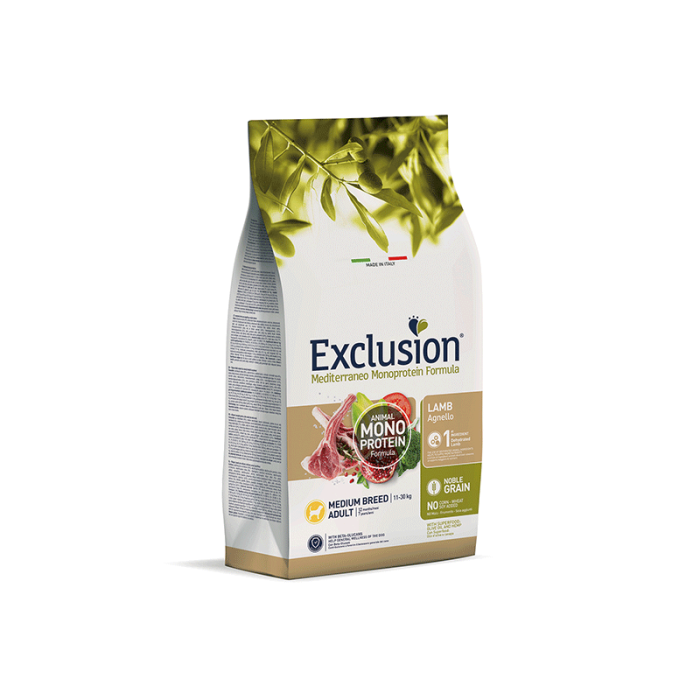 Exclusion Mono Protein Mediterraneo sausas maistas didelių veislių šunims su ėriena, L, 12 kg