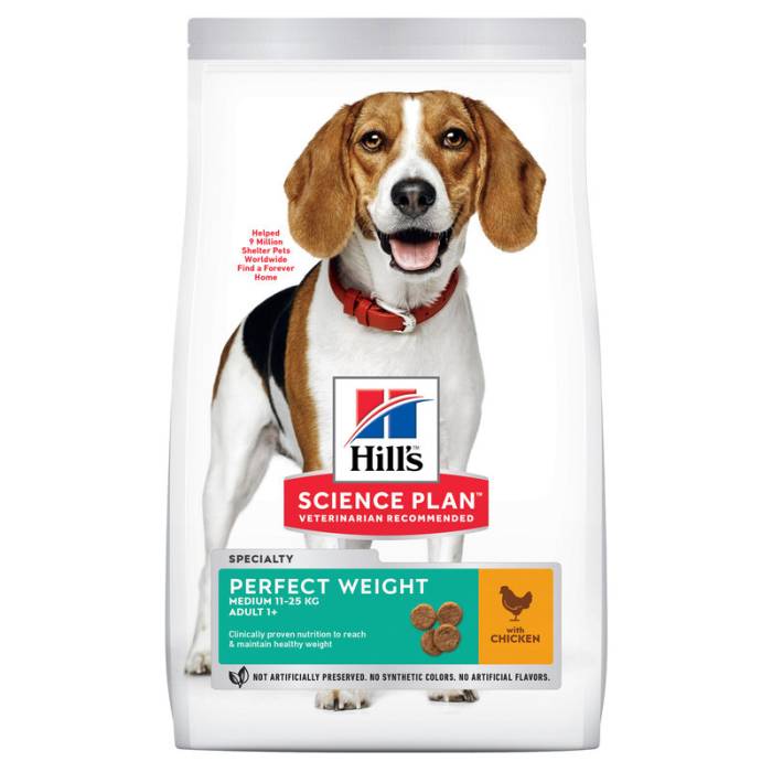 Hill's Science Plan Perfect Weight Medium Adult Chicken sausas maistas šunims, 2 kg
