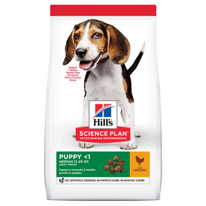 Hill's Science Plan Puppy Medium Chicken sausas maistas vidutinių veislių šuniukams, 18 kg