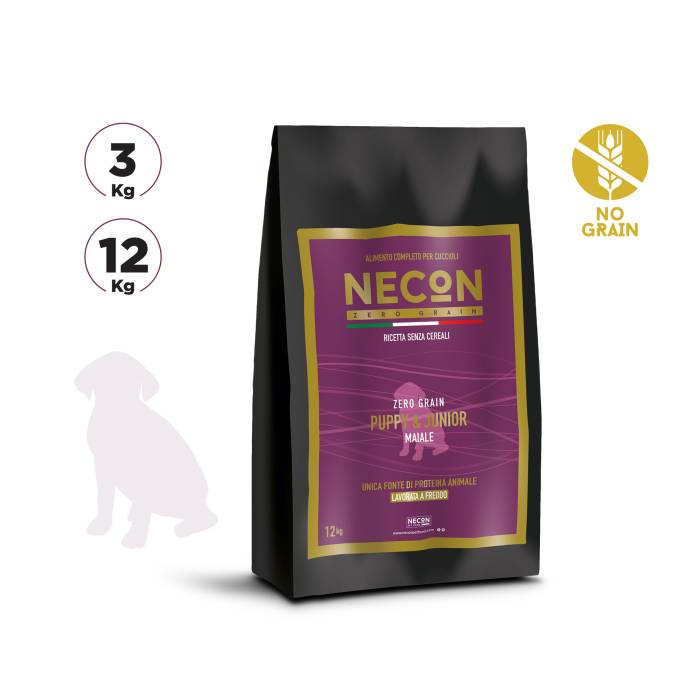 Necon Zero Grain Puppy Pork, Pea, Horse Bean begrūdis, sausas maistas šuniukams, 12 kg