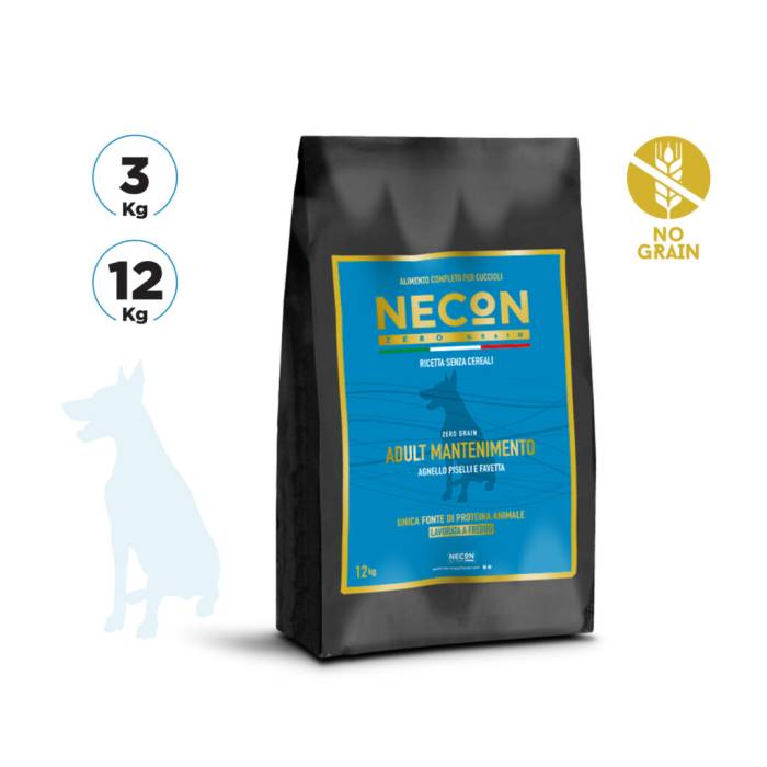 Necon Zero Grain Mantenimento Lamb, Pea, Horse Bean begrūdis, sausas maistas šunims, 3 kg