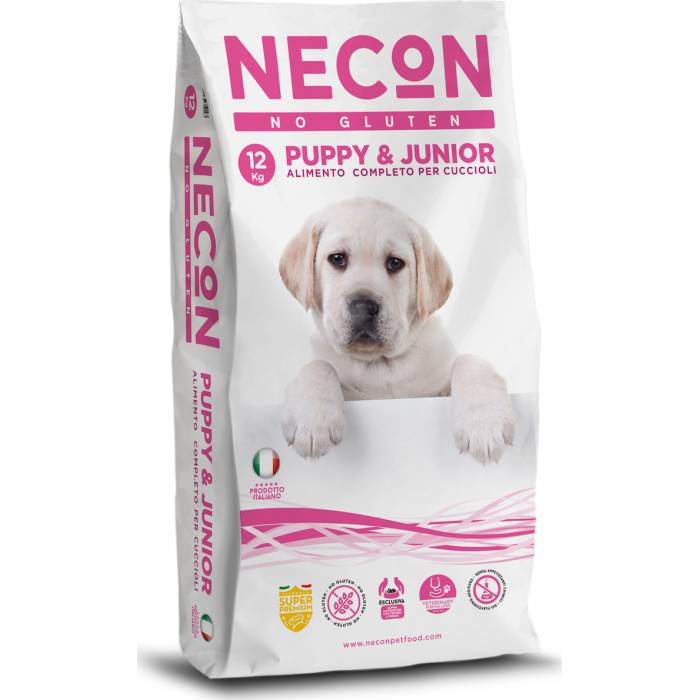 Necon No Gluten Puppy Junior sausas maistas šuniukams, be gliuteno, 12 kg