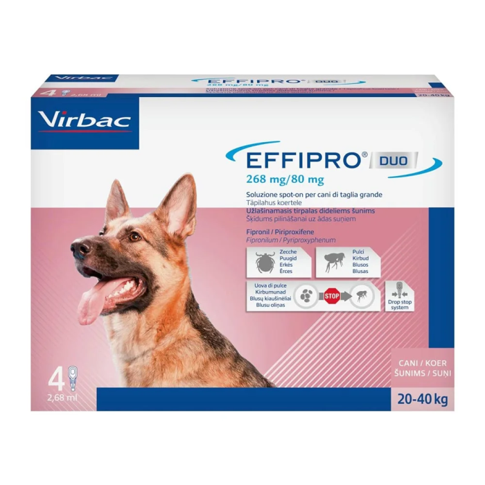 Virbac Effipro Duo 268 mg užlašinamasis tirpalas šunims 20-40 kg, N4