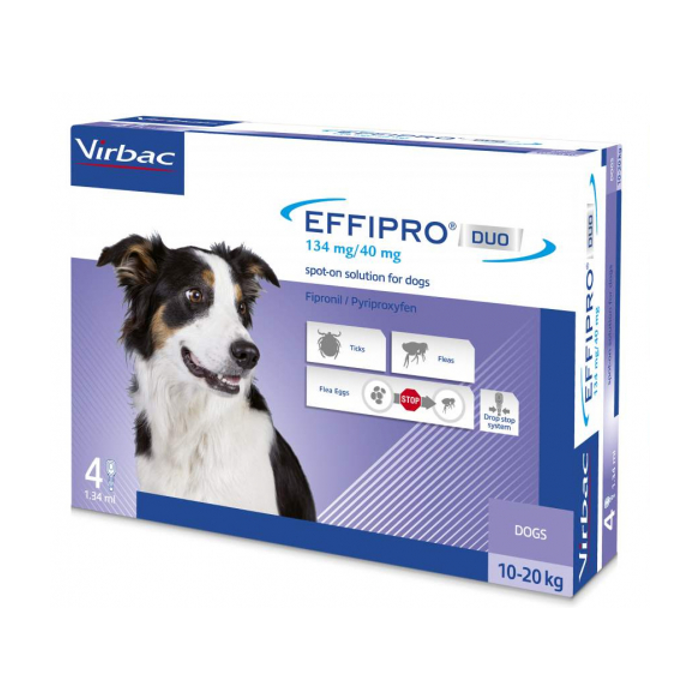 Virbac Effipro Duo 134 mg užlašinamasis tirpalas šunims 10-20 kg, N4