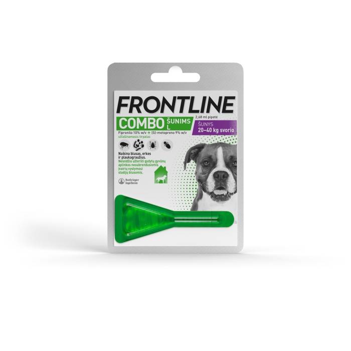 Frontline Combo L lašai nuo erkių ir blusų šunims, 20-40 kg, 1 vnt.