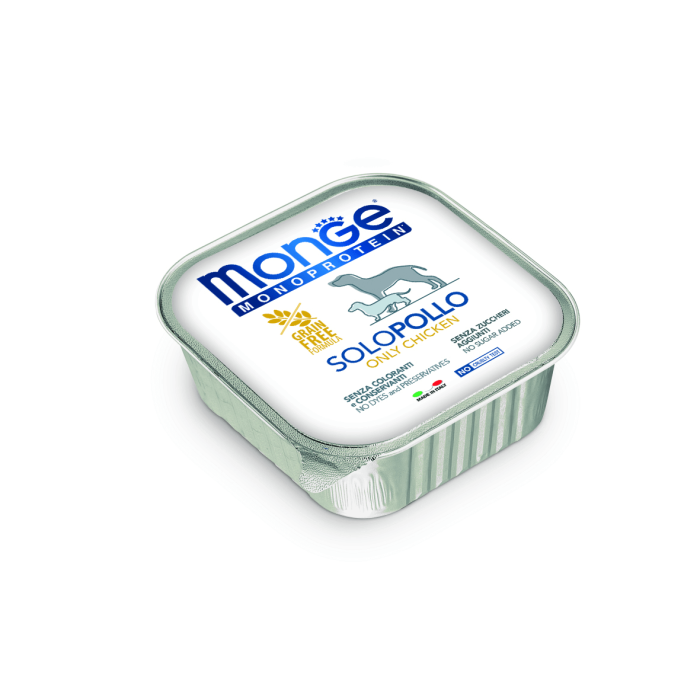 Monge Monoproteico Solo Wet Dog Pate drėgnas maistas šunims su vištiena, 150 g