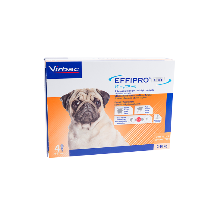 Virbac Effipro Duo 67mg užlašinamasis tirpalas šunims 2-10 kg, N4