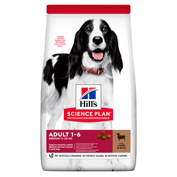 Hill's Science Plan Canine Adult Medium Lamb and Rice sausas maistas vidutinių veislių šunims, 18 kg