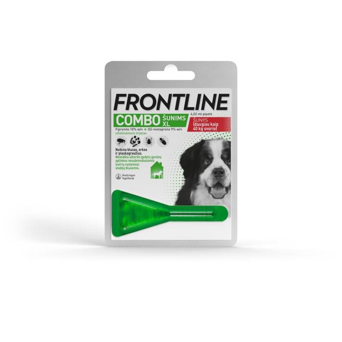 Frontline Combo XL lašai nuo erkių ir blusų šunims, 40-60 kg, 1 vnt.
