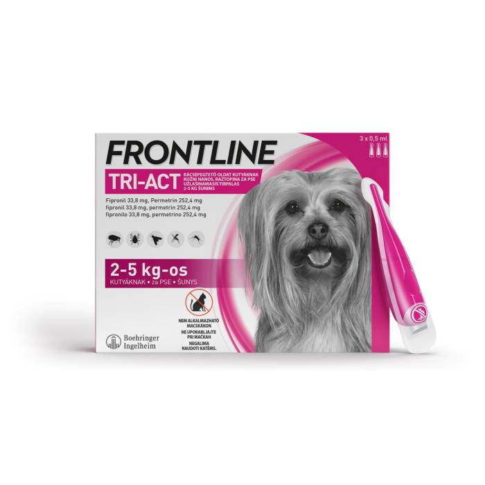 Frontline Tri-Act XS antiparazitinis užlašinamasis tirpalas 2-5 kg šunims, 3 vnt.