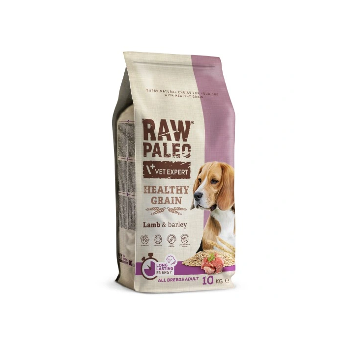Raw Paleo Vet Expert Adult Healthy Grain sausas maistas šunims su ėriena ir miežiais, 10 kg