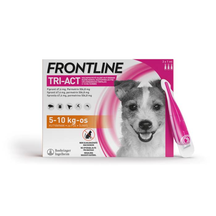 Frontline Tri-Act S antiparazitinis užlašinamasis tirpalas 5-10 kg šunims, 3 vnt.