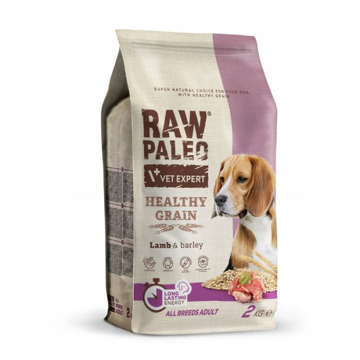 Raw Paleo Vet Expert Adult Healthy Grain sausas maistas šunims su ėriena ir miežiais, 2kg
