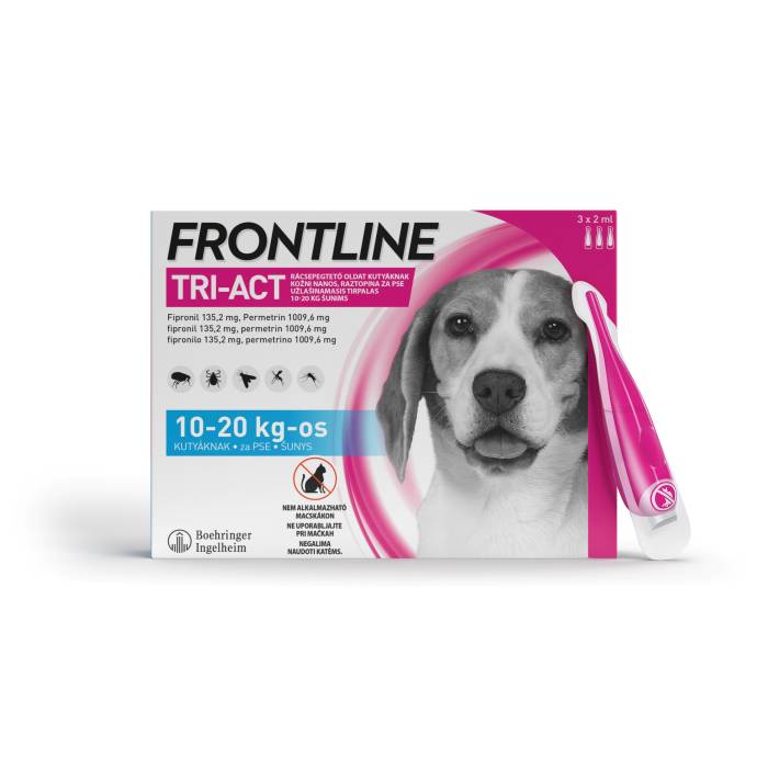 Frontline Tri-Act M antiparazitinis užlašinamasis tirpalas 10-20 kg šunims, 3 vnt.