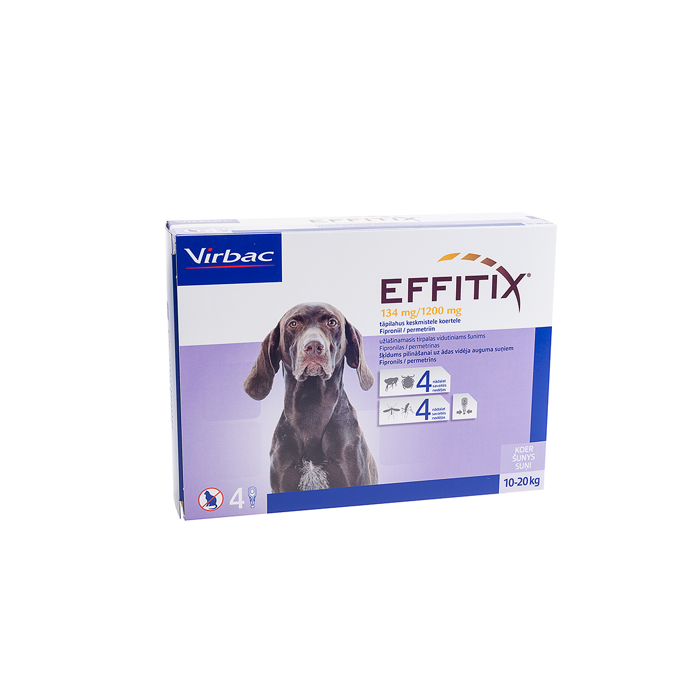 Virbac Effitix M 134 mg/1200 mg užlašinamasis tirpalas šunims 10-20 kg, N4