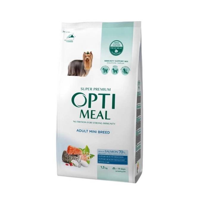 OPTIMEAL™ Visavertis sausas ėdalas suaugusiems miniatiūrinių veislių šunims, su dideliu kiekiu lašišos, 1,5 kg