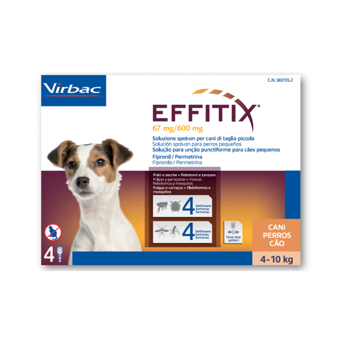 Virbac Effitix S 67 mg/600 mg užlašinamasis tirpalas šunims 4-10 kg, N4