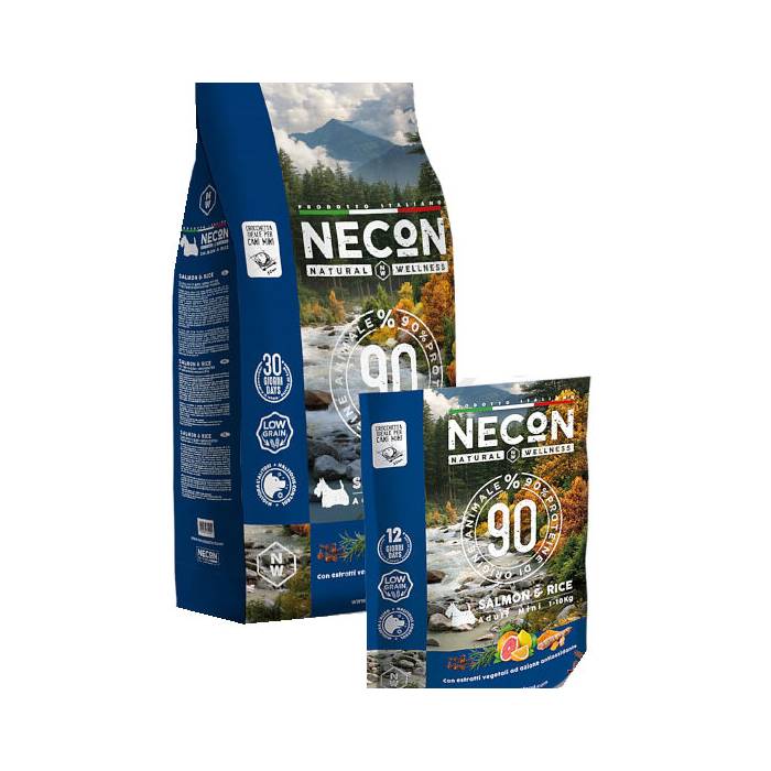Necon Natural Wellness Adult Mini Salmon and Rice sausas maistas mažų veislių šunims, 10 kg