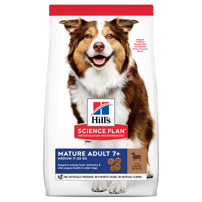 Hill's Science Plan Medium Senior Adult 7+ Lamb and Rice sausas maistas vyresniems, vidutinių veislių šunims, 14 kg